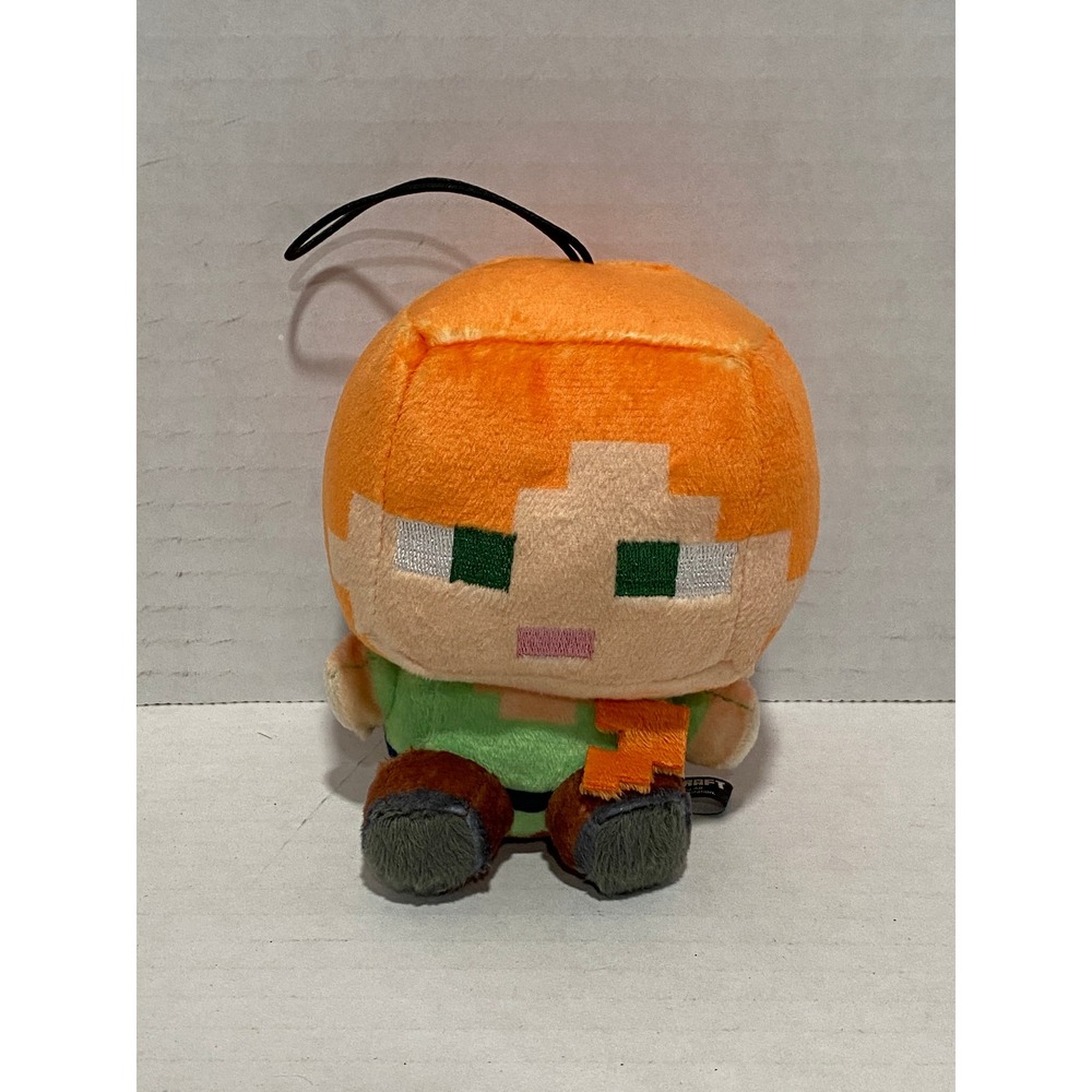 Minecraft Alex Plush Keychain Unisex Small Pixel Figure Orange Green Excellent